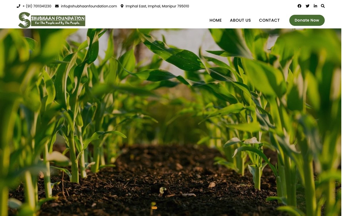 The Shubhaan Foundation home page, a non-profit based in Imphal, Manipur